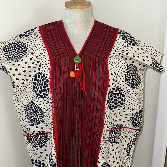 Navy red tassel kaftan ceremonial medium m anthropologie - Picture 1 of 8